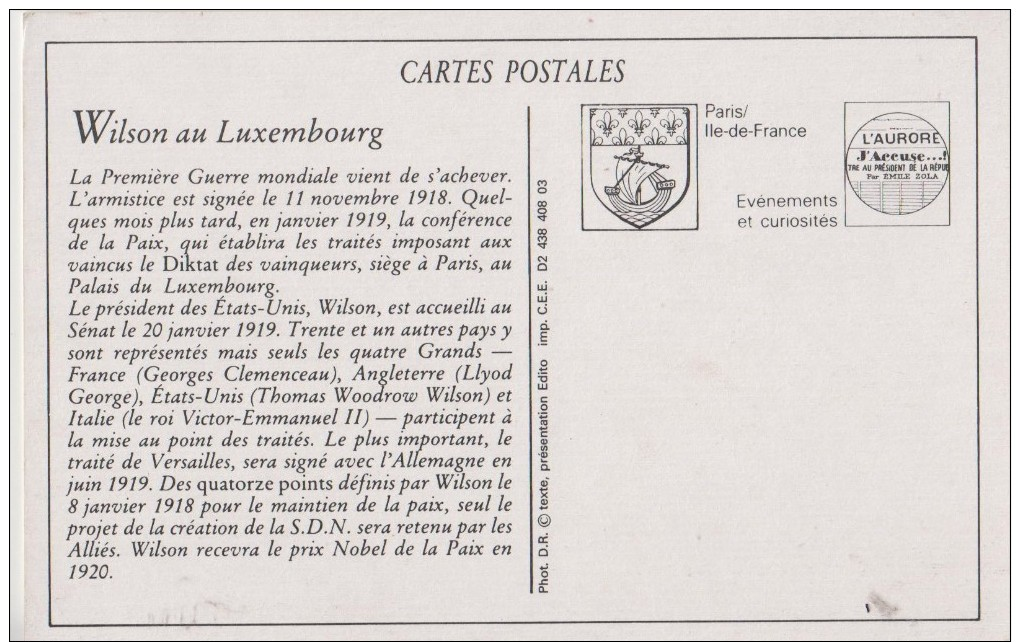 Cp N° 8761 - Neuve - Europe - Luxembourg - Repro - Arrivee Du President Wilson - Autres & Non Classés