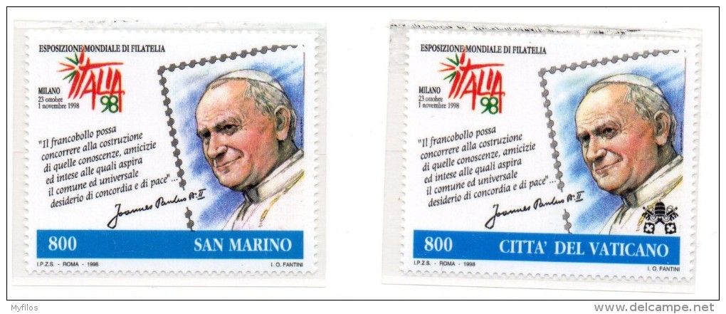 1998 ITALIA EMISSIONI CONGIUNTE CON VENEZUELA, ALBANIA, SAN MARINO, VATICANO, ONU GINEVRA  ** - Feuilles Complètes