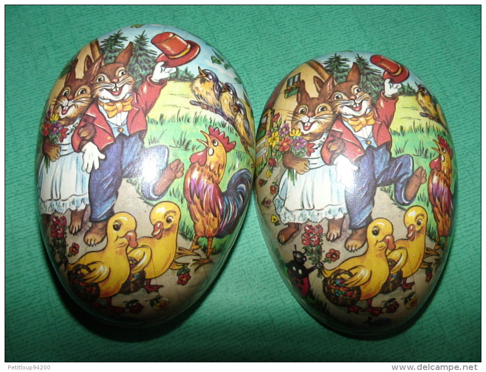 *OEUF DE PAQUES GERMANY Papier Maché  LAPIN OISEAUX POULE *NESTLER GERMAN EASTER EGG Paper Mache RABBIT BIRD POULTRY - Eggs