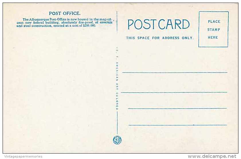 220607-New Mexico, Albuquerque, Post Office, Curt Teich No 32570 - Albuquerque