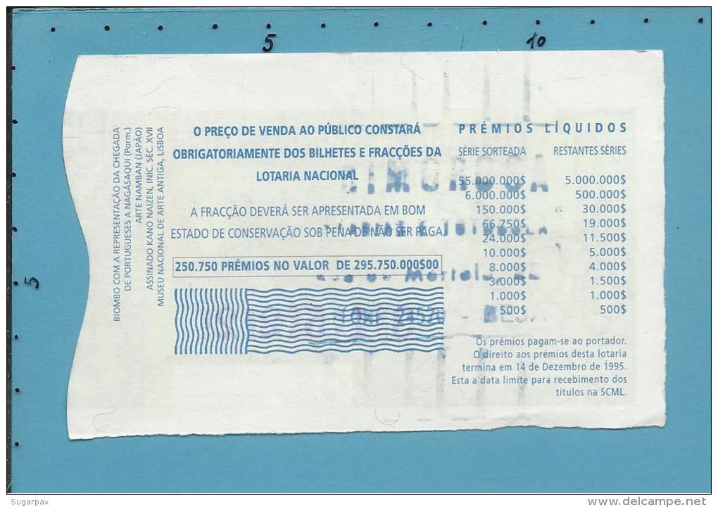 LOTARIA NACIONAL - 37.&ordf; ORD. - 14.09.1995 - ARTE NAMBAN - Portugal - 2 Scans E Description - Lottery Tickets