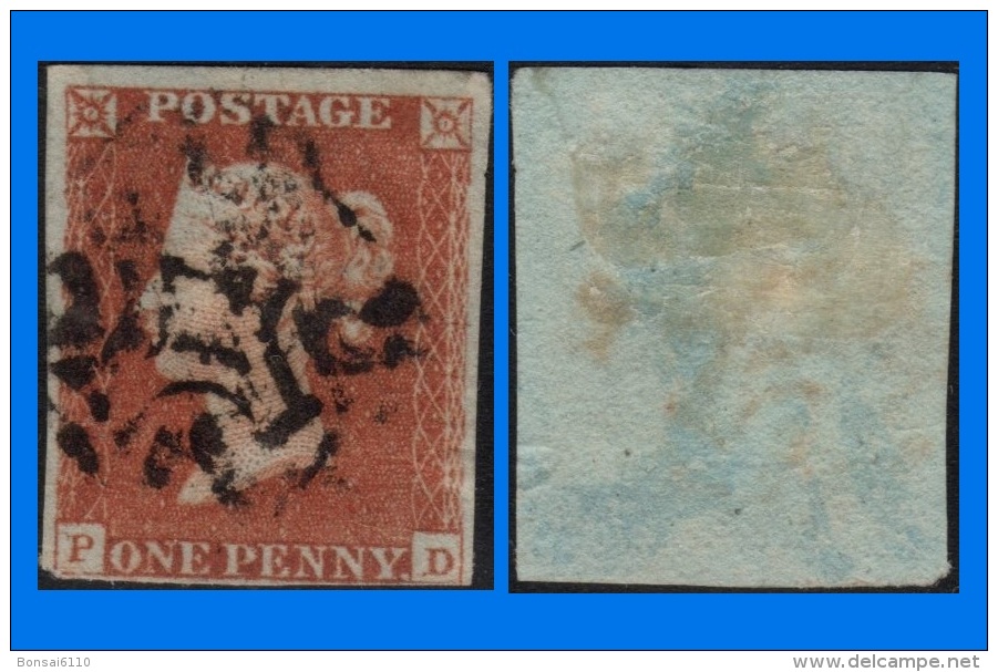 GB 1841-0043, QV 1d Red-Brown SG8 P-D Letters Plate 28 MC Cancel 3 Large Margins, Sound Used - Gebruikt