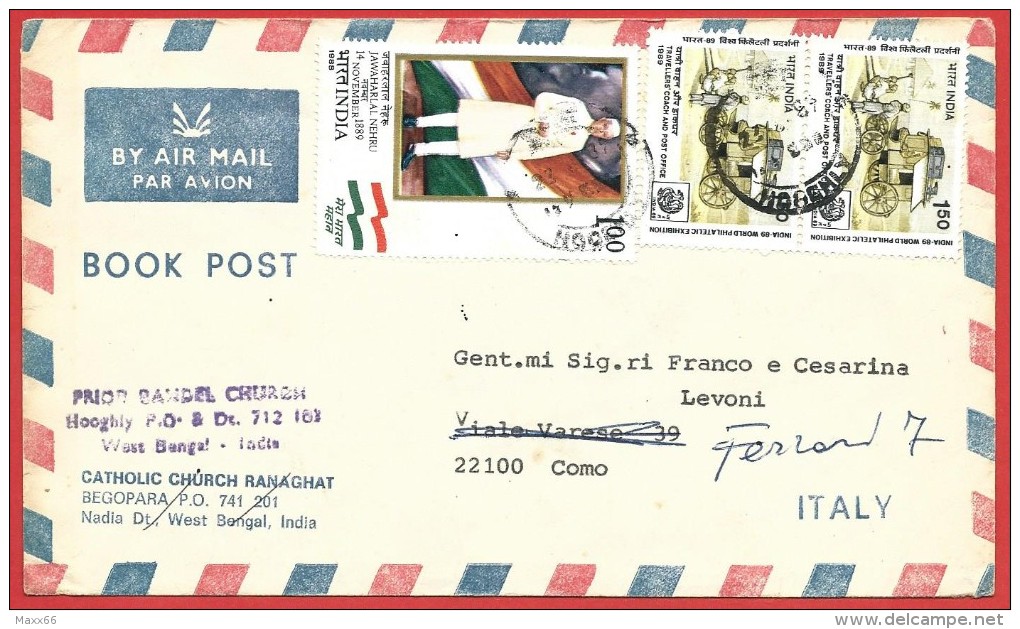 INDIA - BUSTA CON AFFRANCATURA  PRIORITARIA AEREA - 1989 - Diretta In Italia - Airmail