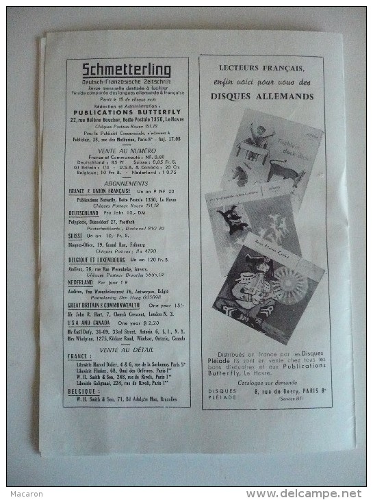 SCHMETTERLING N°15 De Juin 1961. Edition Bilingue Français-allemand - Kinder- & Jugendzeitschriften