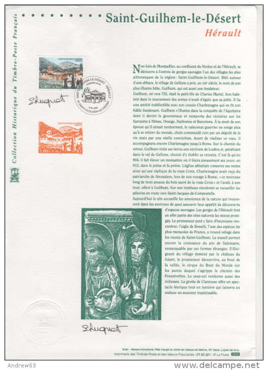 FRANCIA - France - 2000 - DOCUMENT OFFICIEL - Saint-Guilhem-le-Désert - Hérault - FDC - FDC