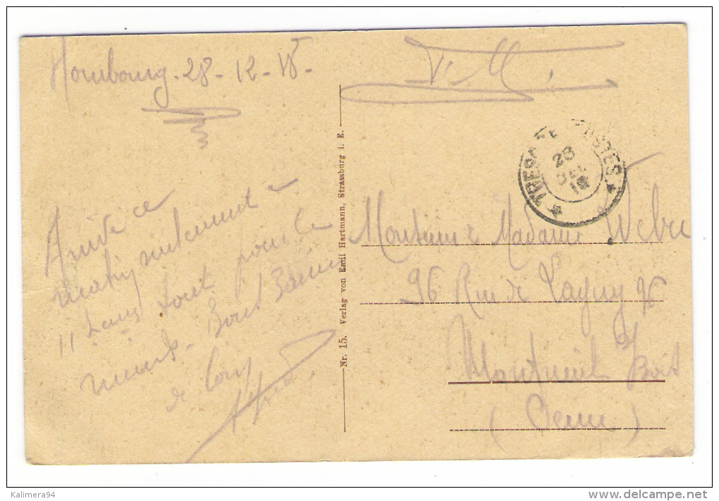 ALLEMAGNE  /  ZWEIBRÜCKEN  /  HALLPLATZ  MIT  HAUPTSTRASSE  ( Colonne MORRIS ) /  Cachet  "Trésor Et Postes", En 1918 - Zweibruecken