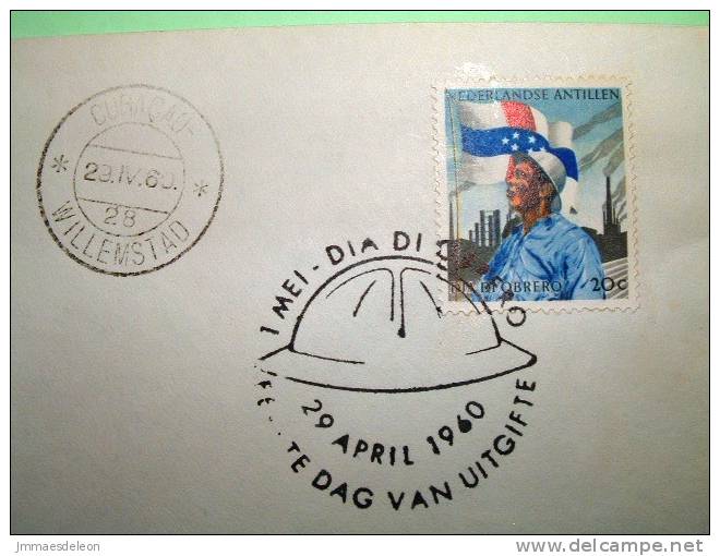 Netherlands Antilles (Curacao) 1960 FDC Cover  - Worker Factory Flag Cogwheel Ship Helmet - Antille