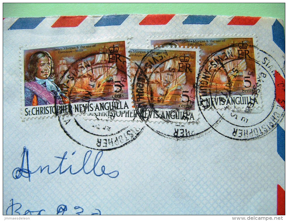 St. Christopher, Nevis & Anguilla 1975 Cover To Montserrat - Henry Morgan And Fire Boats Ships - San Cristóbal Y Nieves - Anguilla (...-1980)