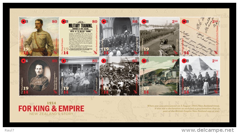 New Zealand 2014 - Centenaire De La 1ere Guerre Mondial, Pour Le Roi Et L'Empire - Feuillet 10 Val Neuf // Mnh - Neufs