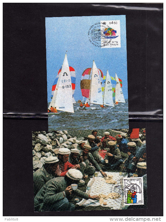 UNITED NATIONS AUSTRIA VIENNA WIEN - ONU - UN - UNO 1985 SHIP OF PEACE SHARING UMBRELLA NAVE PACE FDC MAXI CARD MAXIMUM - Maximumkarten