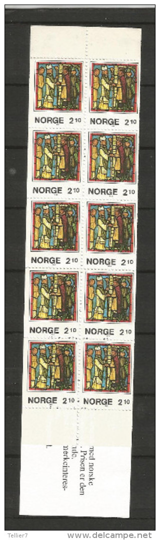 NORVEGE - CARNET COMPLET 10 TIMBRES NEUFS** N° C915 - 1986 - NOEL / VITRAUX - COTE 20 € - VOIR SCAN - Booklets