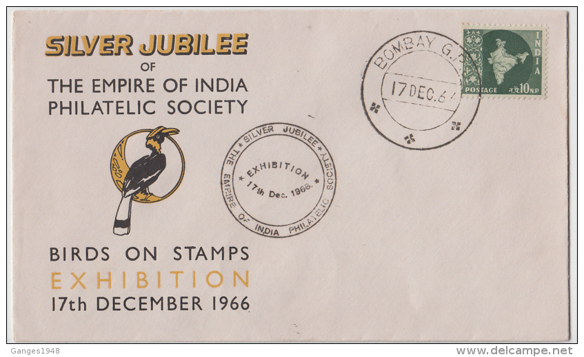 India  1966  Woodpecker  Birds Stamp Exhibition  Bombay  Special Cover   # 83373  Inde Indien - Songbirds & Tree Dwellers