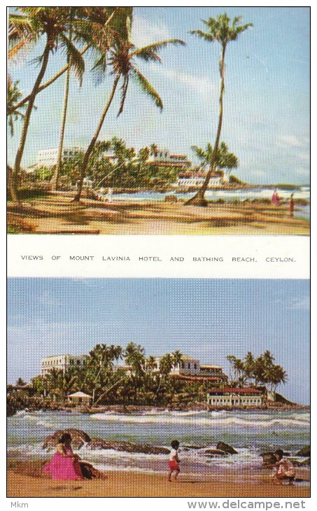 Two Views Of Mount Lavinia Hotel And Beach - Sri Lanka (Ceylon)