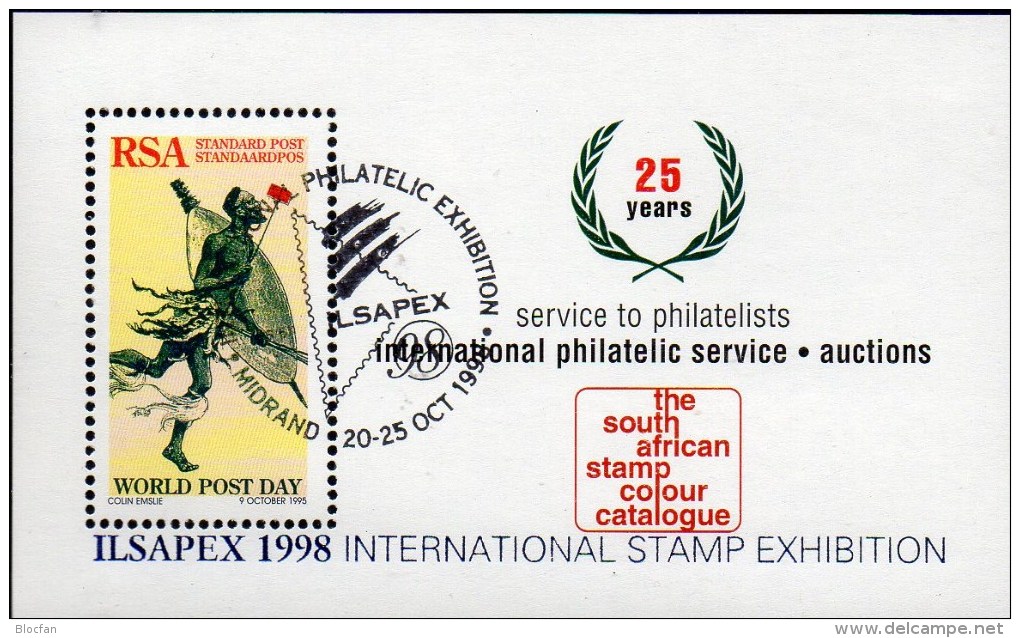 Expo Mails Post-Läufer Südafrika 1073+Block 58 O 6€ Farbkatalog ILSAPEX 1998 Hojita Philatelic Sheet Bf South Africa RSA - Blocks & Sheetlets