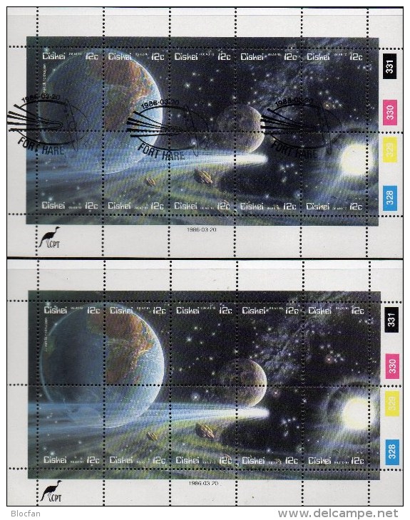 Halleysche Comet 1986 Südafrika Ciskei 87/6 KB **/o 34€ Bloque Hojita Philatelic M/s Space Sheetlets Bf South Africa RSA - Blocks & Sheetlets