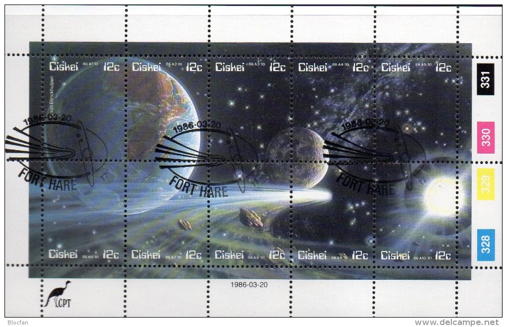Halleysche Comet 1986 Südafrika Ciskei 87/6 KB **/o 34€ Bloque Hojita Philatelic M/s Space Sheetlets Bf South Africa RSA - Blocks & Sheetlets