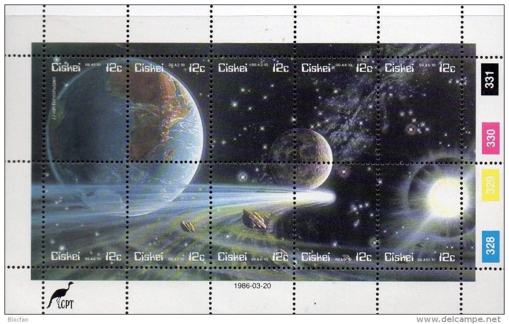 Halleysche Comet 1986 Südafrika Ciskei 87/6 KB **/o 34€ Bloque Hojita Philatelic M/s Space Sheetlets Bf South Africa RSA - Blocks & Sheetlets