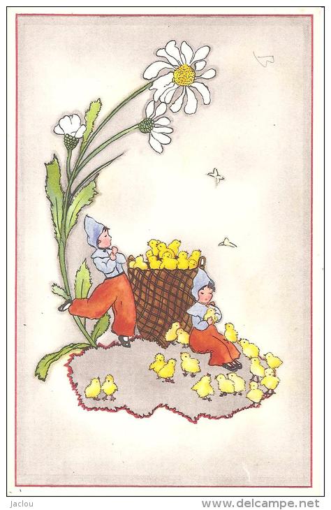 FANTAISIE THEME PAQUES ,MARGUERITES,LUTINS,POUSS INS,ILLUSTREE REF 39193 - Ostern