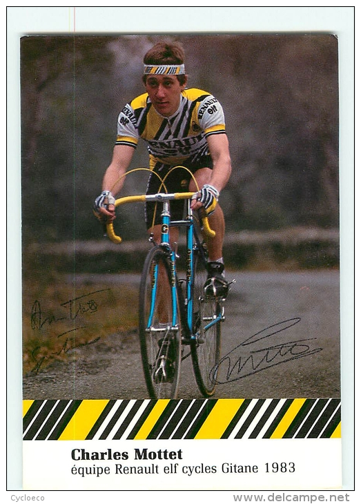 Charles MOTTET, Autographe Manuscrit, Dédicace. 2 Scans. Equipe Renault Elf 1983 - Cyclisme