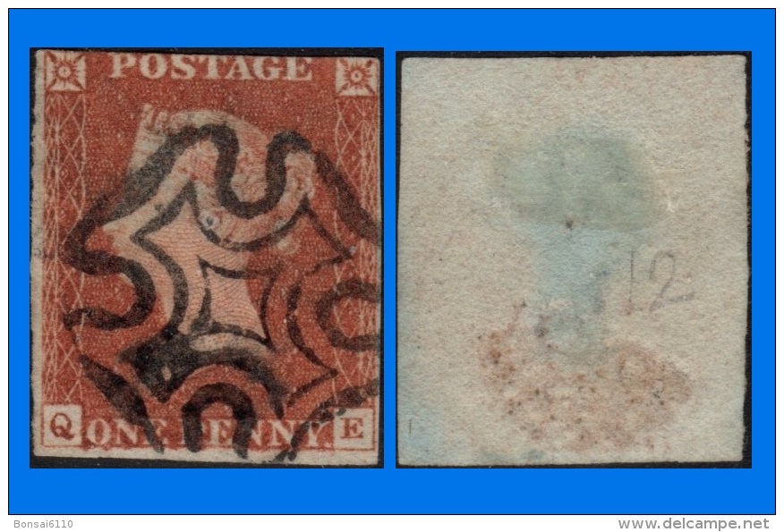 GB 1841-0052, QV 1d Red-Brown Q-E Letters SG8 Plate 12 (Spec BS1c), MC Cancel - Used Stamps