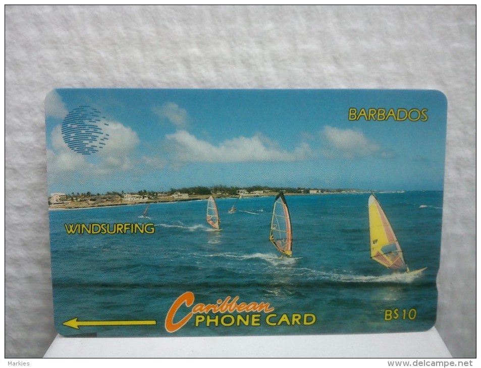 Phonecard Barbados Windsurfing Number 14CBDD Used Not Perfect Condition See Scan - Barbados (Barbuda)