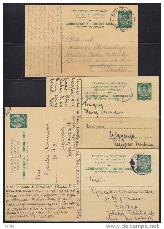 5562. Kingdom Of Yugoslavia, 4 Postal Stationery - Ganzsachen