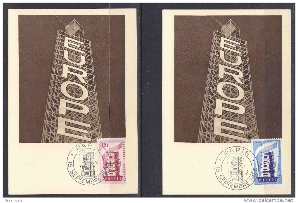 Europa Cept 1956 France 2v 2 Maximum Cards (F1168) - 1956