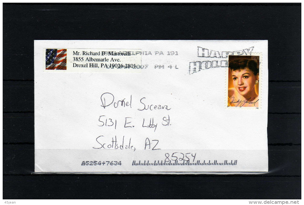 U.S.A: 2007 Belle Lettre Avec Timbre Actrice "Judy Garland" - Acteurs