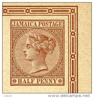 Entier Postal  Avec Réponse Payée Half Penny Marron Victoria Très Beau - Jamaïque (...-1961)