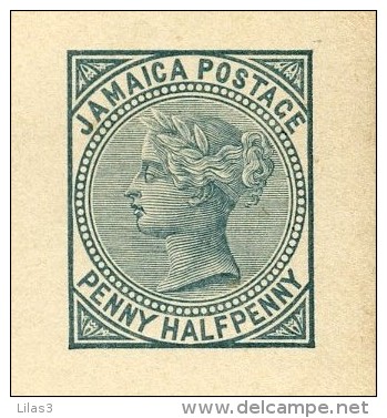 Entier Postal  Avec Réponse Payée Penny Half Penny Vert Victoria Beau Mais Petites Traces - Jamaica (...-1961)
