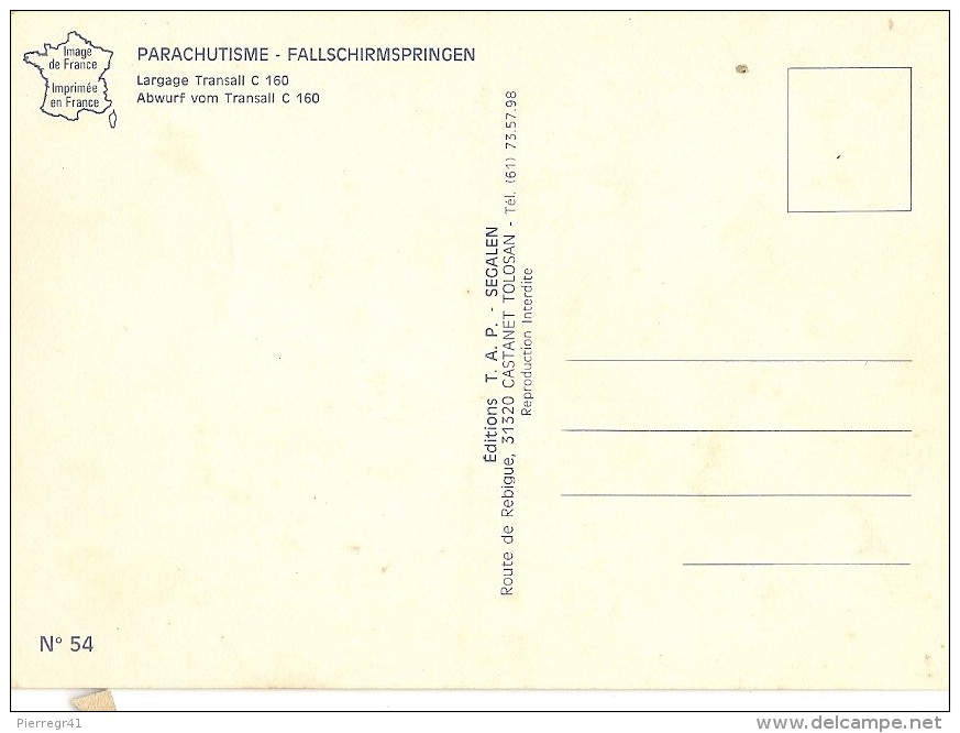 CPA-1960-AVION MILITAIRE -TRANSALL C 160-LARGAGE PARA-TBE - Paracadutismo