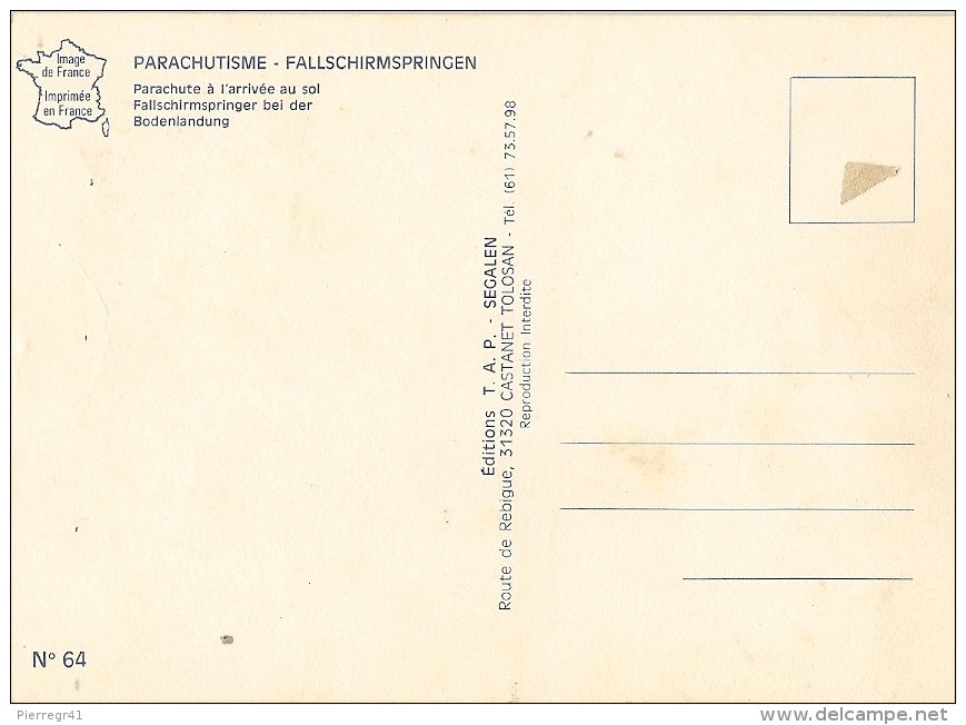 CPA-1960-AVION MILITAIRE -PARA-ARRIVEE Au  SOL-TBE - Parachutespringen