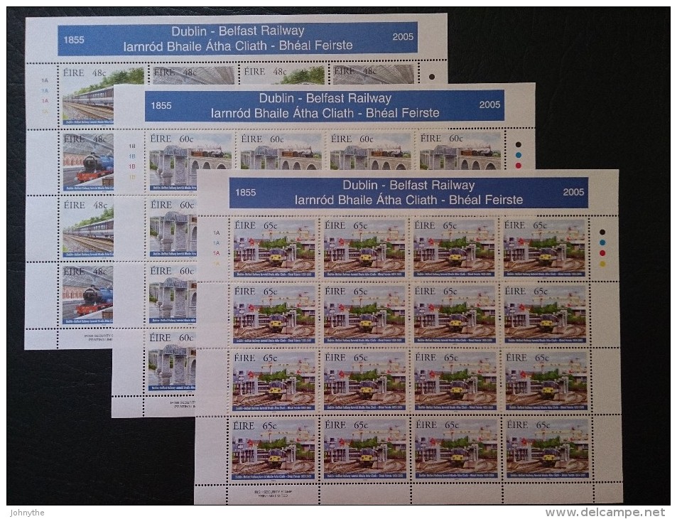 Ireland 2005 Dublin-Belfast Railway 3 Sheets MNH - Nuovi