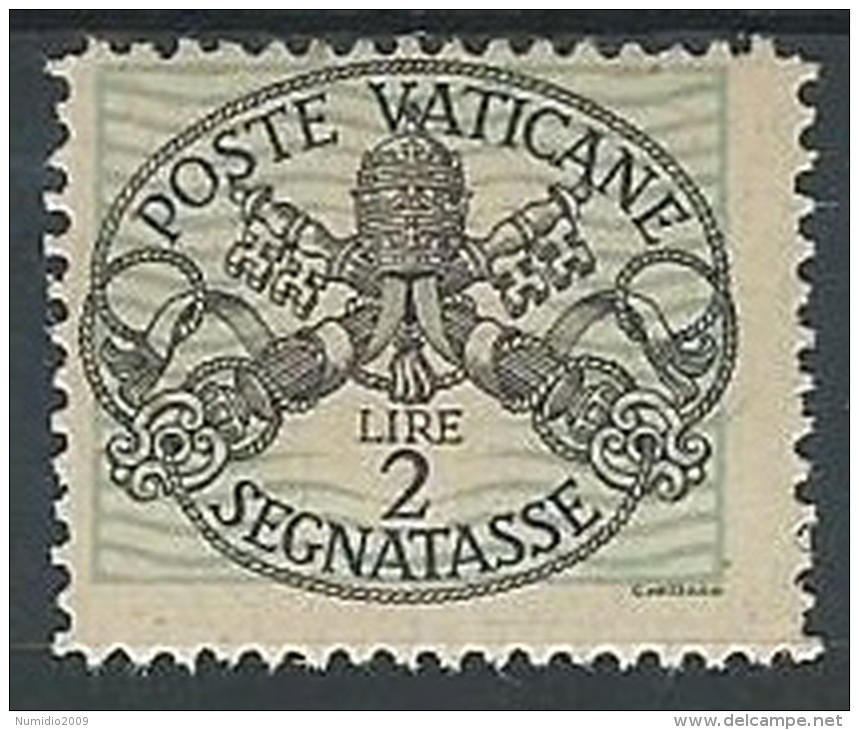 1945 VATICANO SEGNATASSE 2 LIRE MH * - ED6 - Taxes