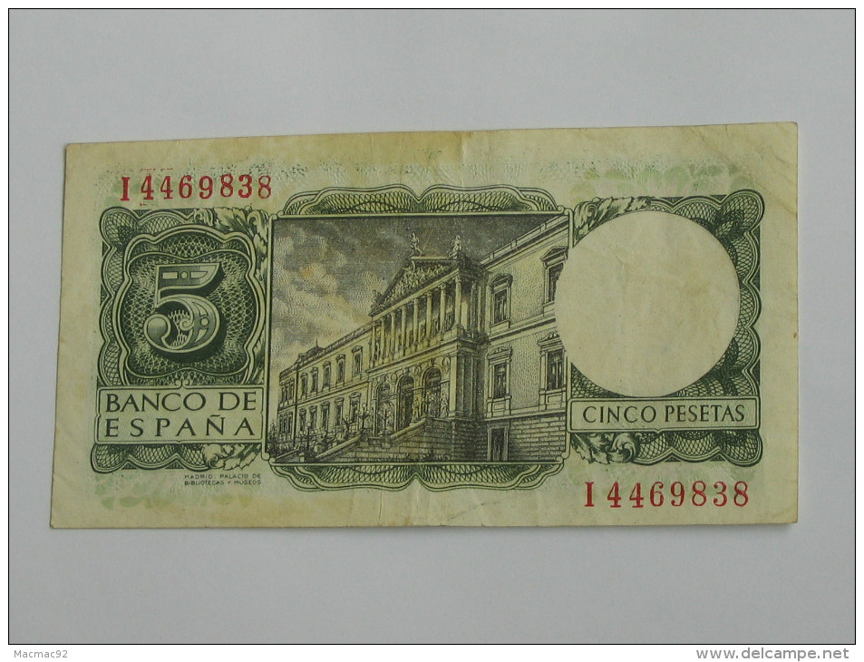 ESPAGNE. 5  Cinco Pesetas  - 1954  Banco De Espana **** EN ACHAT IMMEDIAT **** - 5 Pesetas