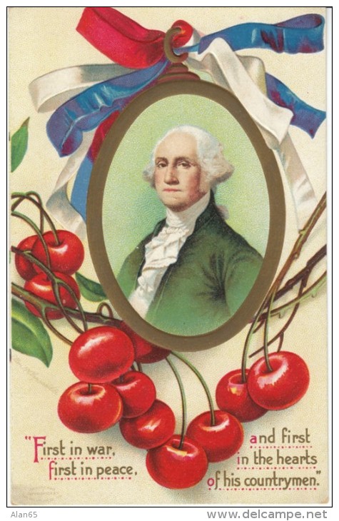 US President George Washington Cherry, C1900s Vintage Embossed Postcard - Präsidenten