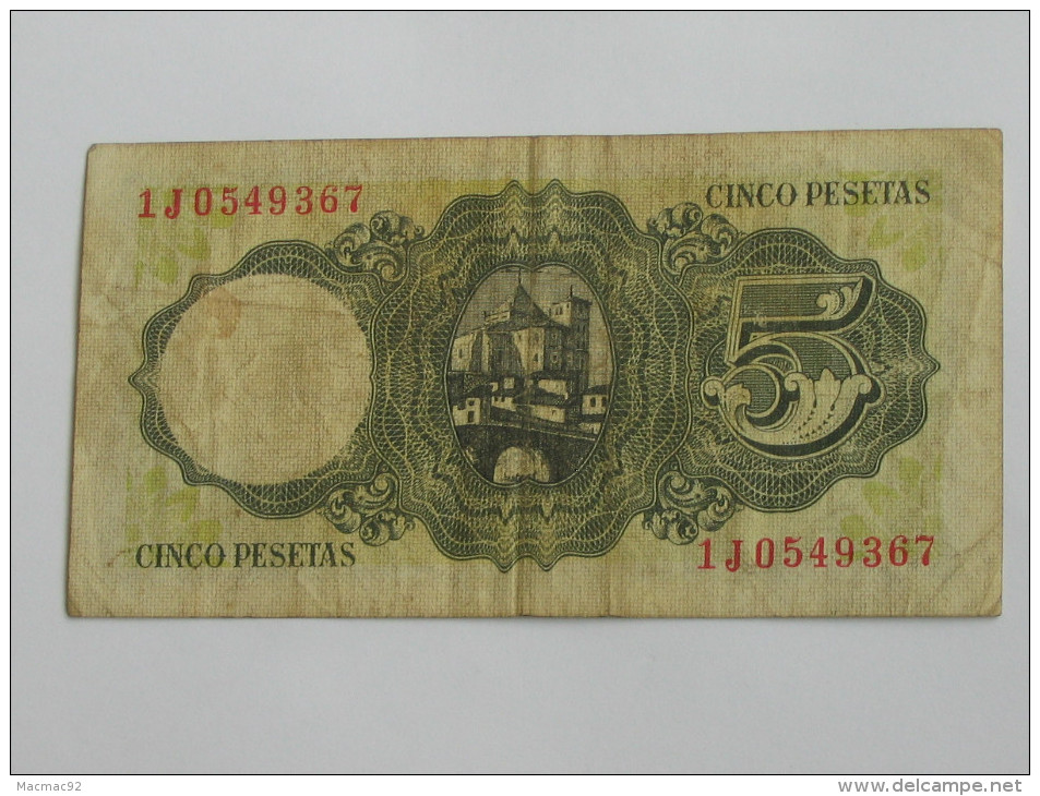 ESPAGNE. 5  Cinco Pesetas  - 1951  Banco De Espana **** EN ACHAT IMMEDIAT **** - 5 Peseten