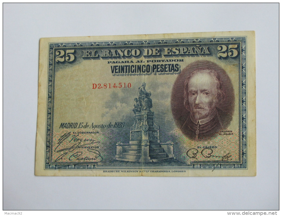 ESPAGNE 25 Veinticinco Pesetas 1928 - El Banco De Espana  **** EN ACHAT IMMEDIAT **** - 25 Pesetas