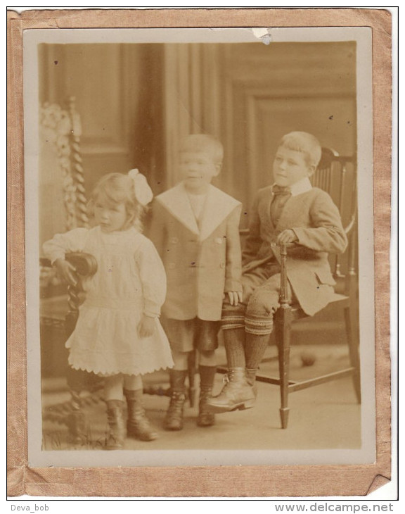 Photo Victorian Children Boy Girl Portrait W Baker Northlight Studios Birmingham - Anonymous Persons