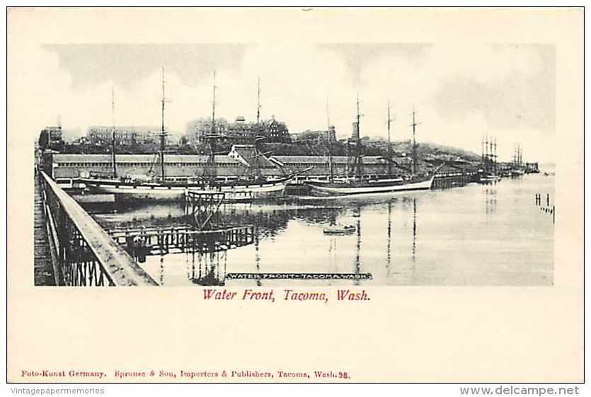 223995-Washington, Tacoma, Water Front, Sailing Ships, Sprouse & Son By C.E. Wheelock No 98 - Tacoma