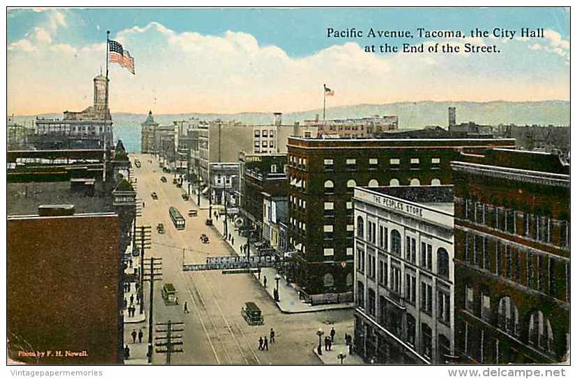 224007-Washington, Tacoma, Pacific Avenue, Bird´s Eye View, Lowman & Hanford No 2079 By Curt Teich No A-48313 - Tacoma