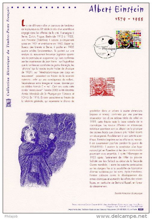" ALBERT EINSTEIN " Sur Document Philatélique Officiel De 2005  N° YT 3779. DPO - Albert Einstein