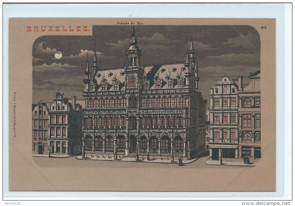 Brussel Bij Nacht -Litho - Maison Du Roi - Brüssel Bei Nacht