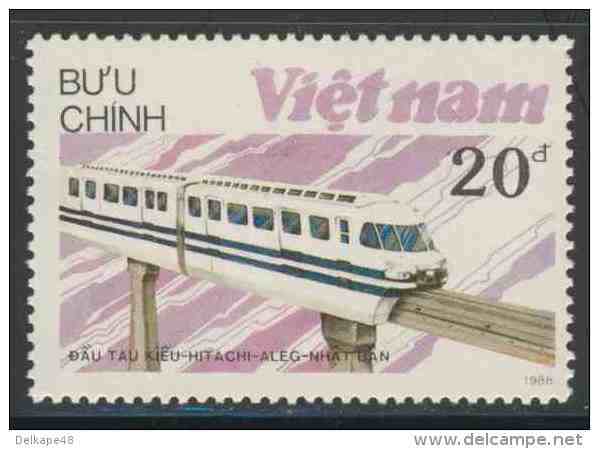 Vietnam 1988 Mi 1969 ** Hitachi Monorail Train, Japan / Lokomotiven - Treinen