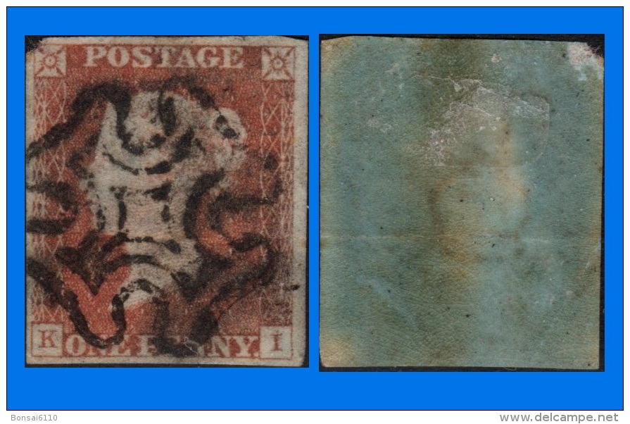 GB 1841-0083, QV 1d Red-Brown Imperf K-I Letters, MC Cancel - Oblitérés