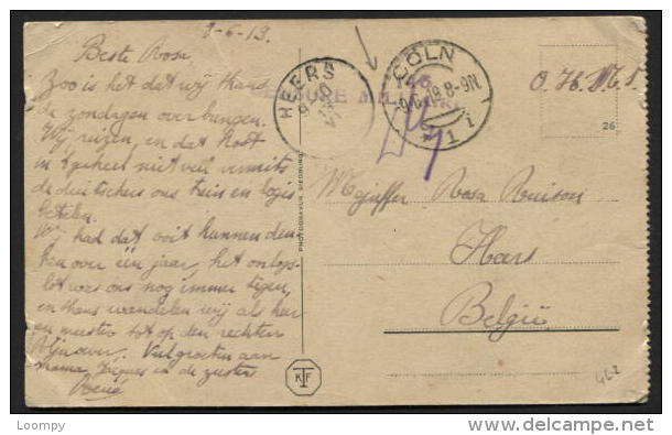 CENSURE MILITAIRE 146 + Paraphe Du Censeur S/carte Postale De COLN Vers Heers Le 9/6/19 (462) - OC38/54 Belgian Occupation In Germany