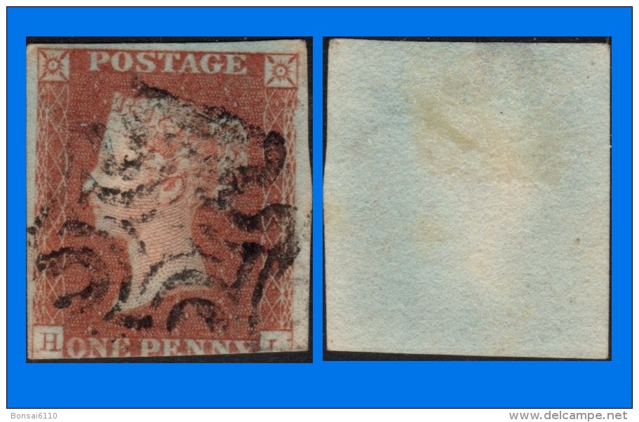 GB 1841-0085, QV 1d Red-Brown Imperf H-I Letters, MC Cancel (Spacefiller) - Used Stamps