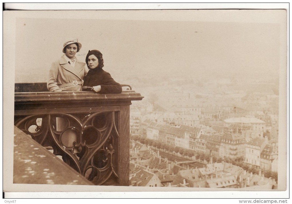 Carte Postale Photo STRASBOURG Tour Cathédrale Plateforme Panoramique Vue Sur La Ville -VOIR 2 SCANS - - Strasbourg