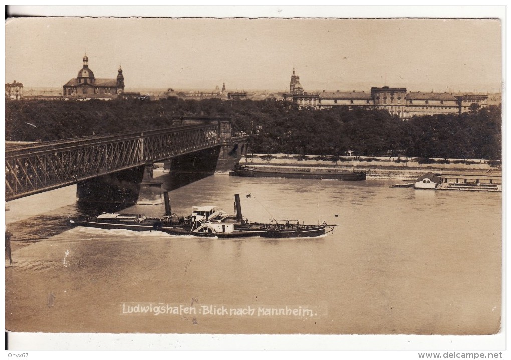 Carte Postale Photo LUDWIGSHAFEN (Allemagne Bâteau-Boat-Schiffe-Pont Avec PENICHE-VOIR 2 SCANS- - Ludwigshafen