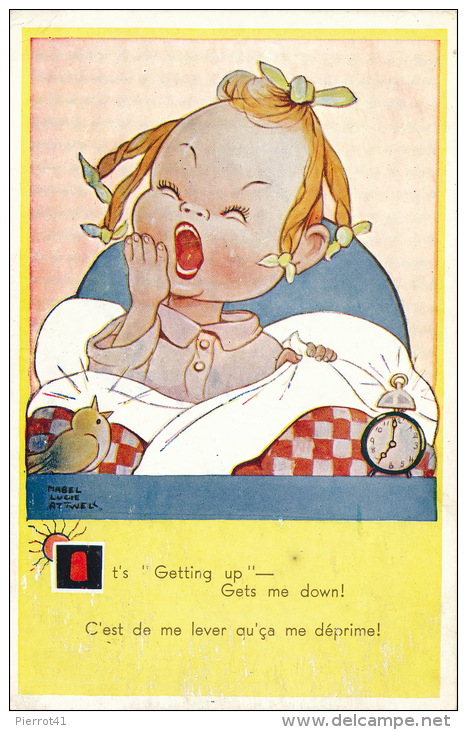 ENFANTS - LITTLE GIRL - MAEDCHEN - Jolie Carte Fantaisie Fillette Avec Réveil Signée MABEL LUCIE ATTWELL - Attwell, M. L.